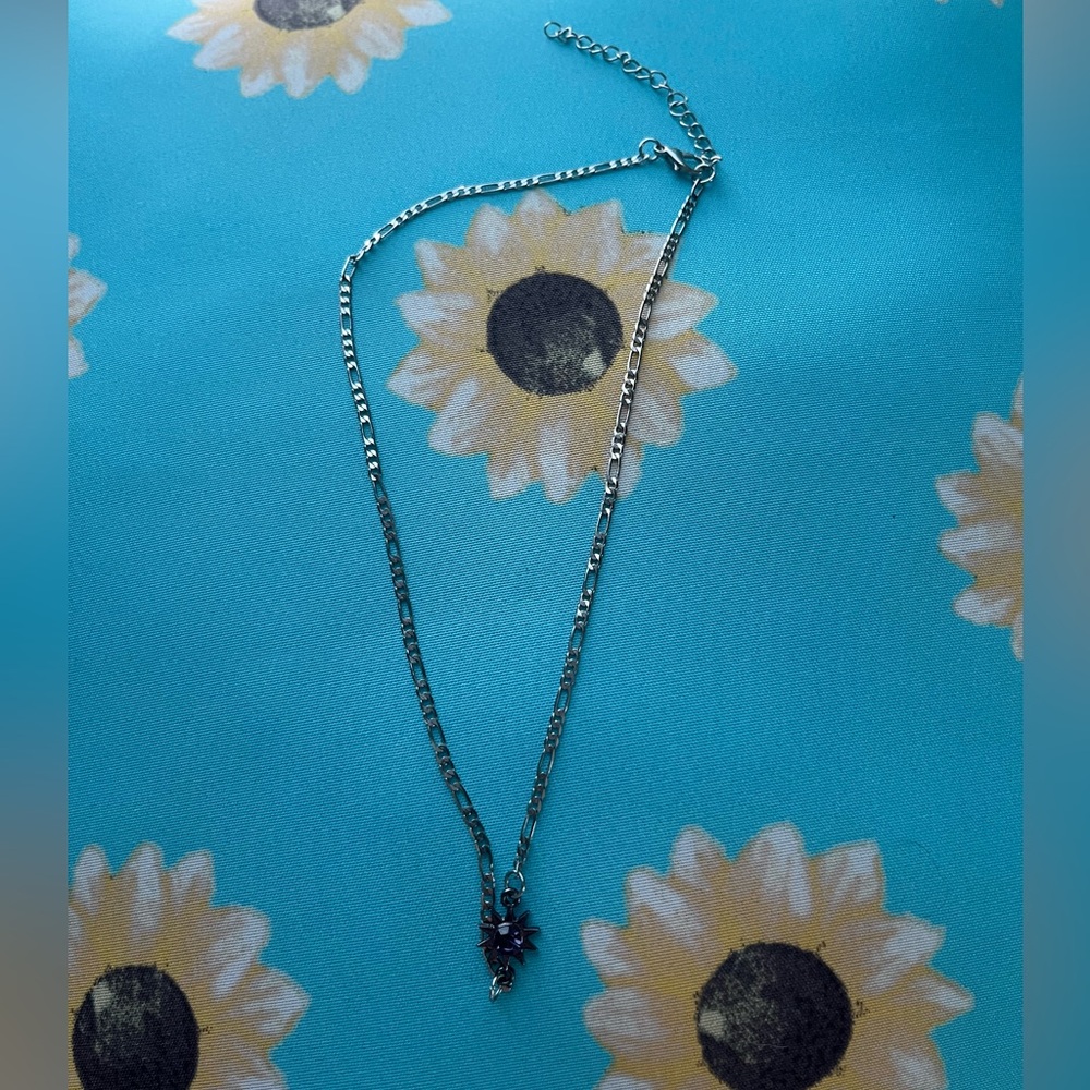 Silver Necklace with Black Pendant
